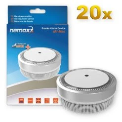 Bestpreis 😉 20x Nemaxx M1-Mini Rauchmelder - Sensibler, Photoelektrischer Rauchwarnmelder Mit Lithiumbatterie Typ DC3V Nach DIN EN14604 & VdS - Silber ✨