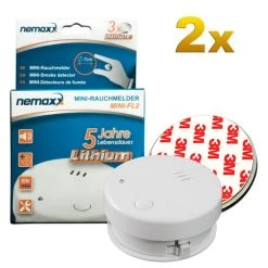 Rabatt 👏 2x Nemaxx Mini-FL2 Rauchmelder - Hochwertiger & Diskreter Mini Brandmelder Feuermelder Rauchwarnmelder Mit Lithium Batterie - Nach DIN EN 14604 + 2x Nemaxx Magnetbefestigung ⌛