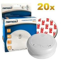Bestpreis ⌛ 20x Nemaxx WL2 Funkrauchmelder Rauchmelder Brandmelder Set Funk Koppelbar Vernetzt - Nach EN 14604 + 20x Nemaxx NX1 Quickfix Magnetbefestigung ✔️