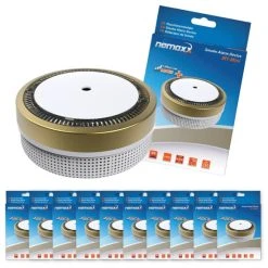 Schlussverkauf 🤩 10x Nemaxx M1-Mini Rauchmelder - Sensibler, Photoelektrischer Rauchwarnmelder Mit Lithiumbatterie Typ DC3V Nach DIN EN14604 & VdS - Gold ✨