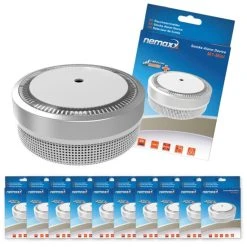 Neu 🧨 10x Nemaxx M1-Mini Rauchmelder - Sensibler, Photoelektrischer Rauchwarnmelder Mit Lithiumbatterie Typ DC3V Nach DIN EN14604 & VdS - Silber ✔️