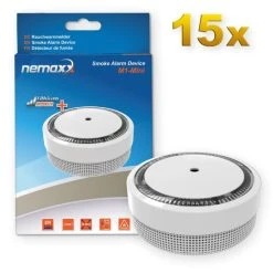 Brandneu ✨ 15x Nemaxx M1-Mini Rauchmelder - Sensibler, Photoelektrischer Rauchwarnmelder Mit Lithiumbatterie Typ DC3V Nach DIN EN14604 & VdS - Weiß 🔥