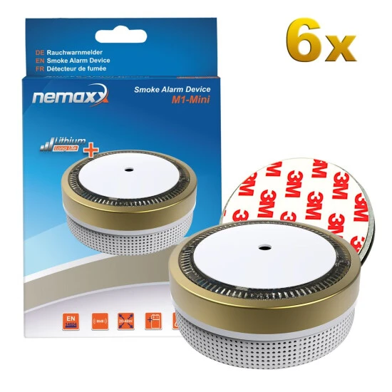 Billig 👍 6x Nemaxx M1-Mini Rauchmelder Goldfarben - Fotoelektrischer Rauchwarnmelder Nach Neuestem VdS Standard Mit Lithiumbatterie Typ DC3V Und DIN EN14604 + 6x Nemaxx Magnethalterung 👏 8 Billig 👍 6x Nemaxx M1-Mini Rauchmelder Goldfarben - Fotoelektrischer Rauchwarnmelder Nach Neuestem VdS Standard Mit Lithiumbatterie Typ DC3V Und DIN EN14604 + 6x Nemaxx Magnethalterung 👏 – Bild 8