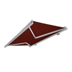 Bestpreis ❤️ NEMAXX Kassettenmarkise Elektrisch Vollkassettenmarkise Mit LED, Markise Weinrot, Kassette Weiß, Funk Fernbedienung, Wasserdicht, 300x250 Cm (3x2,5m) ❤️