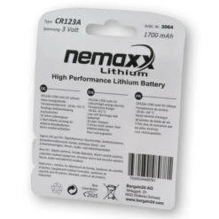 Budget ⭐ Nemaxx 3V Photo Lithium Batterie CR123A Photobatterie Fotobatterie Mit 1700mAh Im 100er Pack (50x Blister) 😍 -Nemaxx Verkäufe unnamed file 914