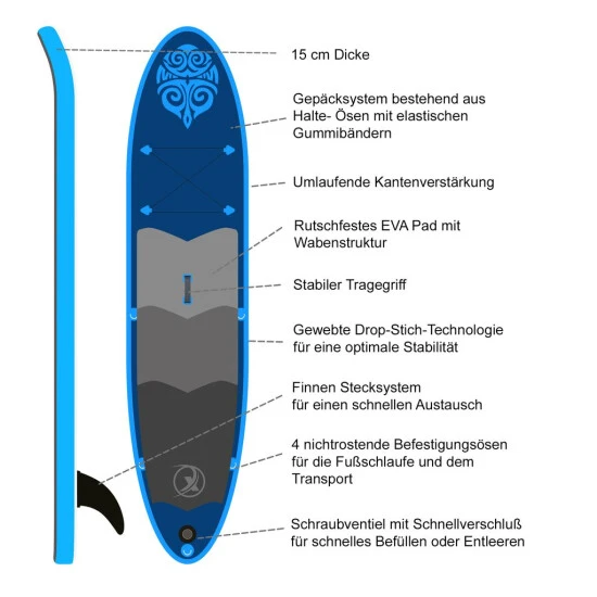 Bestes Angebot 😀 Nemaxx PB330 Stand Up Paddle Board 330x76x15cm, Blau - SUP, Surfbrett, Surf-Board - Aufblasbar & Leicht Zu Transportieren - Inkl. Tasche, Paddel, Finne, Luftpumpe, Repair Kit 🥰 4 Bestes Angebot 😀 Nemaxx PB330 Stand Up Paddle Board 330x76x15cm, Blau - SUP, Surfbrett, Surf-Board - Aufblasbar & Leicht Zu Transportieren - Inkl. Tasche, Paddel, Finne, Luftpumpe, Repair Kit 🥰 – Bild 4